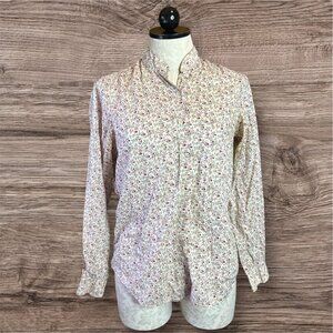 Vtg LL Bean Long Sleeve Button Down Floral Shirt Size 10 Maine USA Cotton